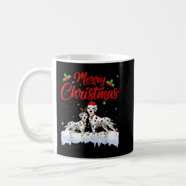 Dalmatian Dog Christmas Lights Funny Hat Santa Xma Coffee Mug (Left)