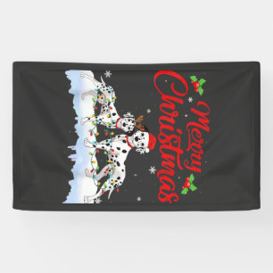 Dalmatian Dog Christmas Lights Santa Hat Xmas Dog  Banner