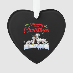 Dalmatian Dog Christmas Lights Santa Hat Xmas Dog Ornament
