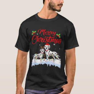 Dalmatian Dog Christmas Lights Santa Hat Xmas Dog T-Shirt
