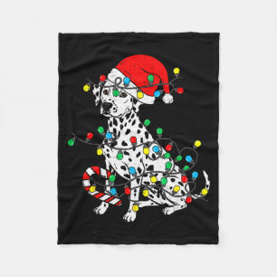 Dalmatian Dog Christmas Lights Santa Xmas Pet Dog Fleece Blanket