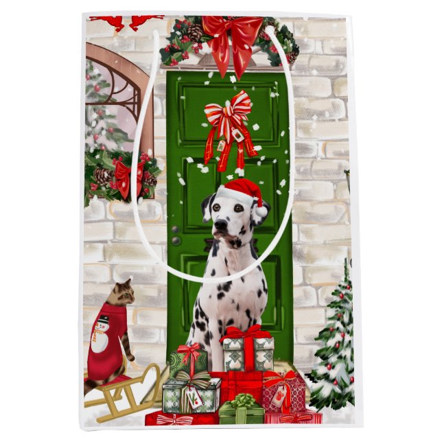 Dalmatian Dog Christmas  Medium Gift Bag (Front)