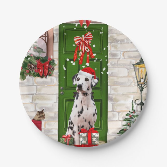 Dalmatian Dog Christmas   Paper Plates (Front)