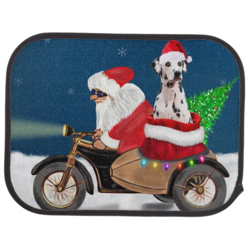 Dalmatian Dog Christmas Santa Claus   Car Floor Mat