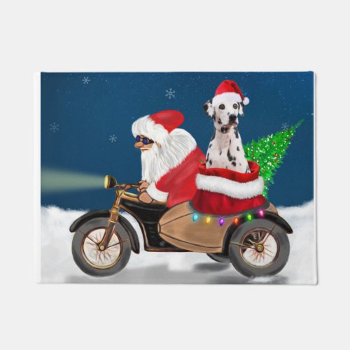 Dalmatian Dog Christmas Santa Claus   Doormat
