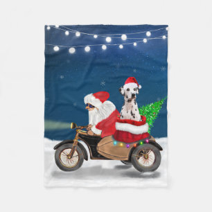 Dalmatian Dog Christmas Santa Claus Fleece Blanket
