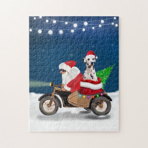 Dalmatian Dog Christmas Santa Claus   Jigsaw Puzzle