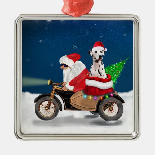 Dalmatian Dog Christmas Santa Claus   Metal Ornament