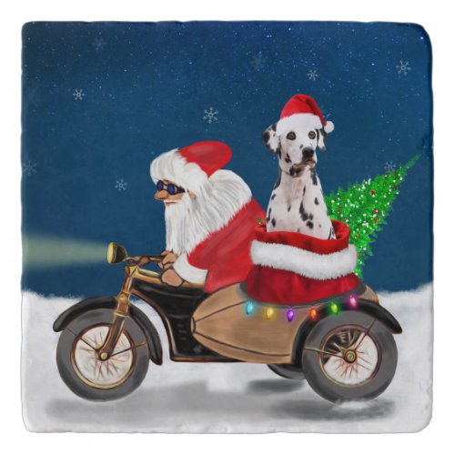 Dalmatian Dog Christmas Santa Claus   Trivet