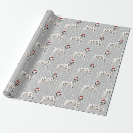 Dalmatian Dog Christmas Santa Hat Wrapping Paper