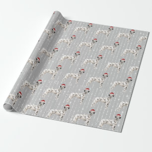 Dalmatian Dog Christmas Santa Hat Wrapping Paper