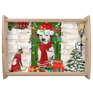 Dalmatian Dog Christmas Serving Tray