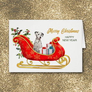 Dalmatian Dog Christmas Sleigh Card
