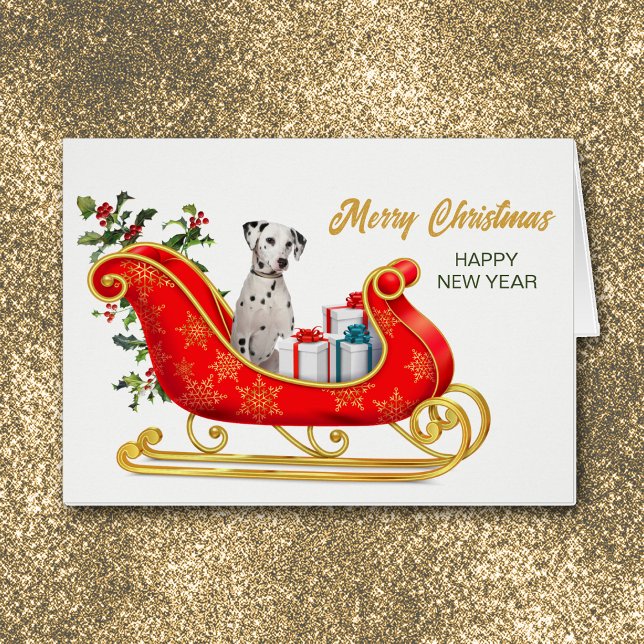 Dalmatian Dog Christmas Sleigh Card (Creator Uploaded)