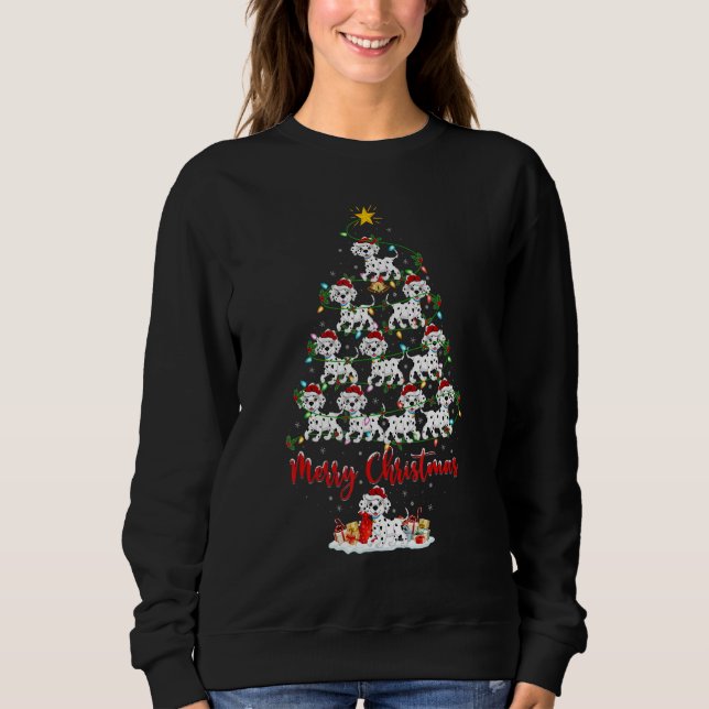 Dalmatian Dog Christmas Tree Lights  Dalmatian Xma Sweatshirt (Front)