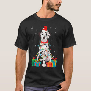 Dalmatian Dog Christmas Tree Lights Puppy   T-Shirt