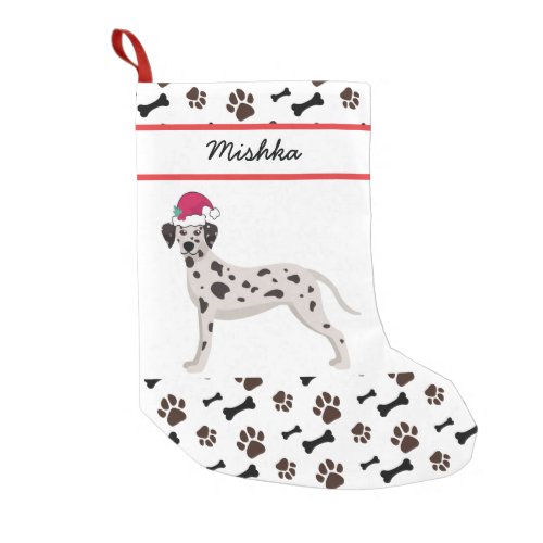 Dalmatian Dog Christmas With Custom Dog Name Small Christmas Stocking