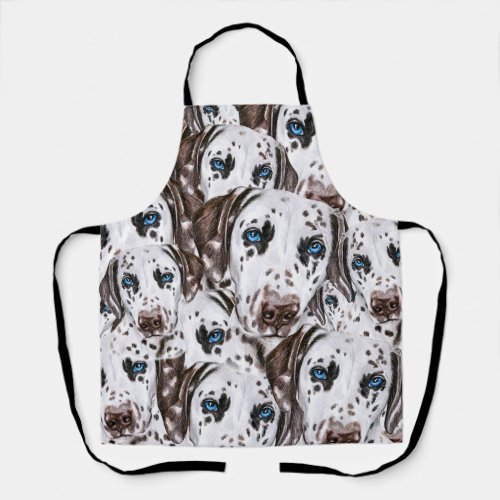 Dalmatian dog collage illustration pencil sketch apron