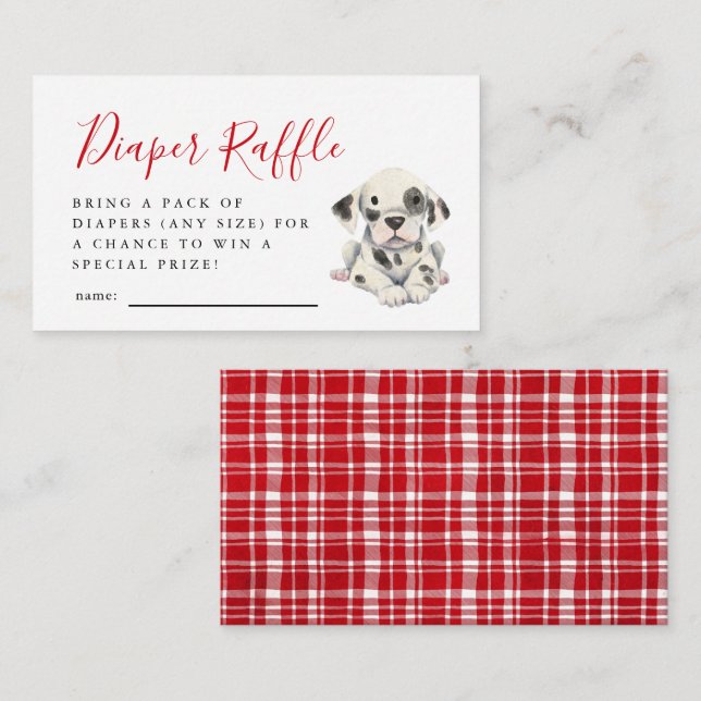 Dalmatian Dog Diaper Raffle Ticket Enclosure Card (Front/Back)