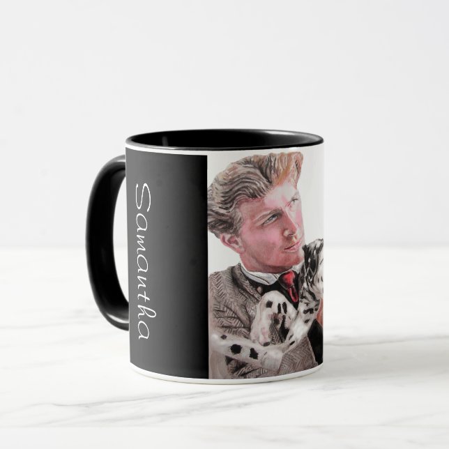 Dalmatian Dog Dogs cute Spotty Black White Name Mug (Front Left)