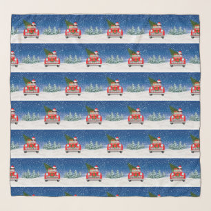 Dalmatian Dog Driving Car In Snow Christmas Scarf