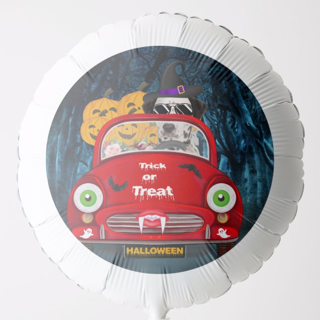 Dalmatian Dog Driving Car Scary Halloween Balloon (Front)