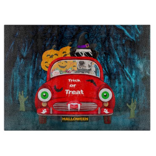 Dalmatian Dog Driving Car Scary Halloween  Cutting Board