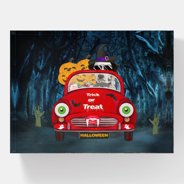 Dalmatian Dog Driving Car Scary Halloween  Paperweight (Front)