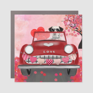 Dalmatian Dog Driving Car with Hearts Valentine's  Magnet