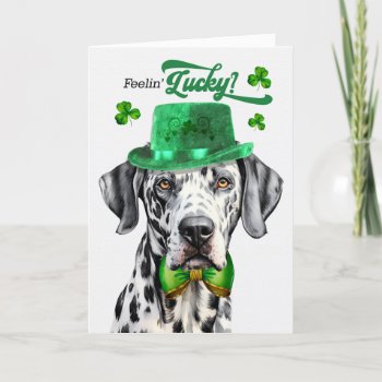 Dalmatian Dog Feelin' Lucky St Patrick's Day Holiday Card by PAWSitivelyPETs at Zazzle