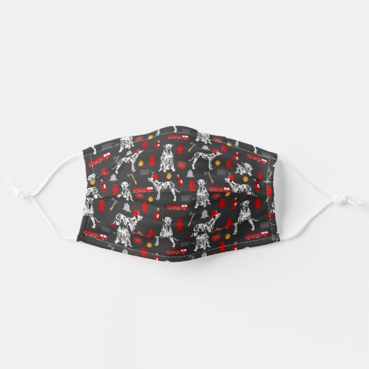 Dalmatian dog fire fighter pattern adult cloth face mask (Front, Unfolded)