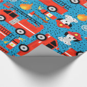 Dalmatian Dog Firefighters With Firetrucks Wrapping Paper (Corner)