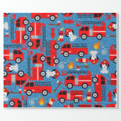 Dalmatian Dog Firefighters With Firetrucks Wrapping Paper (Flat)