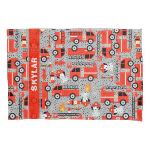 Dalmatian Dog Firetruck Firefighters Personalized Pillow Case