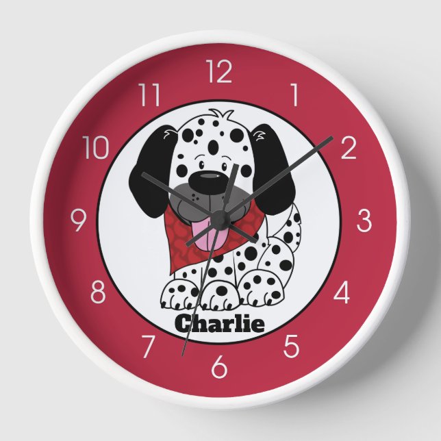 Dalmatian Dog Firetruck Nursery Baby Kids Wall  Clock (Front)