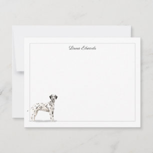 Dalmatian Dog Gray Border Personalized Note Card
