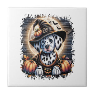 Dalmatian Dog Halloween Ceramic Tile