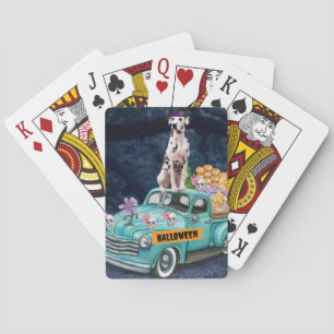 Dalmatian Dog Halloween Truck Scary Night Poker Cards