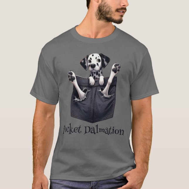 Dalmatian Dog In A Pocket T-Shirt (Front)