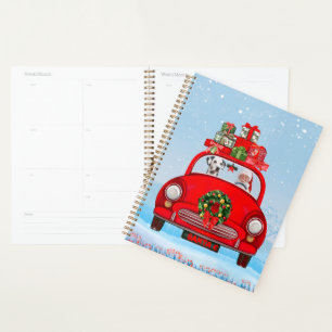 Dalmatian Dog In Car With Santa Claus Planner