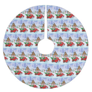 Dalmatian Dog In Christmas Delivery Truck Snow Brushed Polyester Tree Skirt