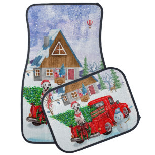 Dalmatian Dog In Christmas Delivery Truck Snow Car Floor Mat