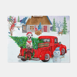 Dalmatian Dog In Christmas Delivery Truck Snow Doormat