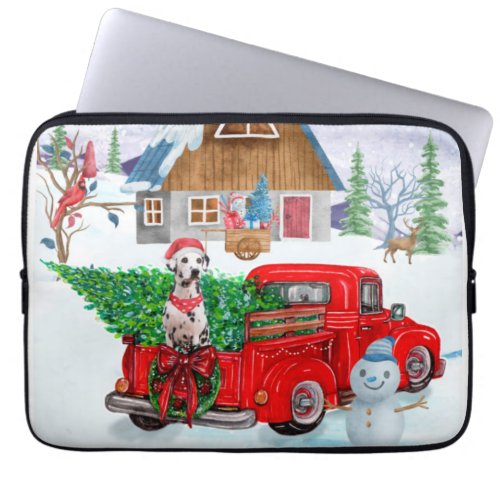 Dalmatian Dog In Christmas Delivery Truck Snow Laptop Sleeve