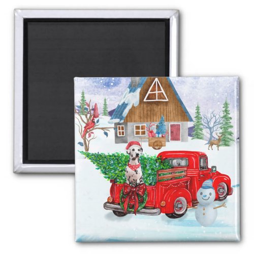 Dalmatian Dog In Christmas Delivery Truck Snow Magnet