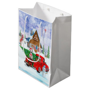 Dalmatian Dog In Christmas Delivery Truck Snow Medium Gift Bag