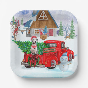 Dalmatian Dog In Christmas Delivery Truck Snow Paper Plates