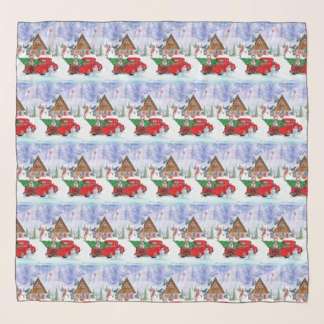 Dalmatian Dog In Christmas Delivery Truck Snow  Scarf (Front)