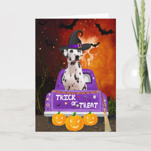 Dalmatian Dog in Halloween Truck Card