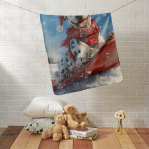 Dalmatian Dog in Sledge Let it Snow Christmas Baby Blanket